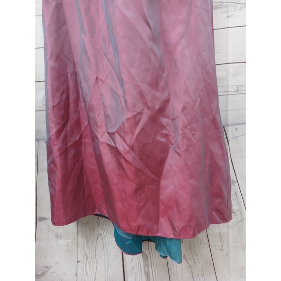 Vtg Michelangelo Prom Maxy Dress One Shoulder High Low Red Iridescent Sz 4 - Picture 4 of 12